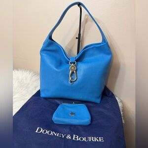 Dooney & Bourke Vibrant Blue Leather Shoulder Bag. With wallet & dust bag